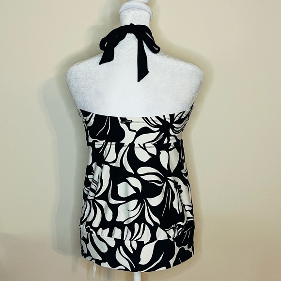 Dana Buchman Black & White Floral Halter Tankini top only (no bottoms) – Size 16 - Picture 4 of 9